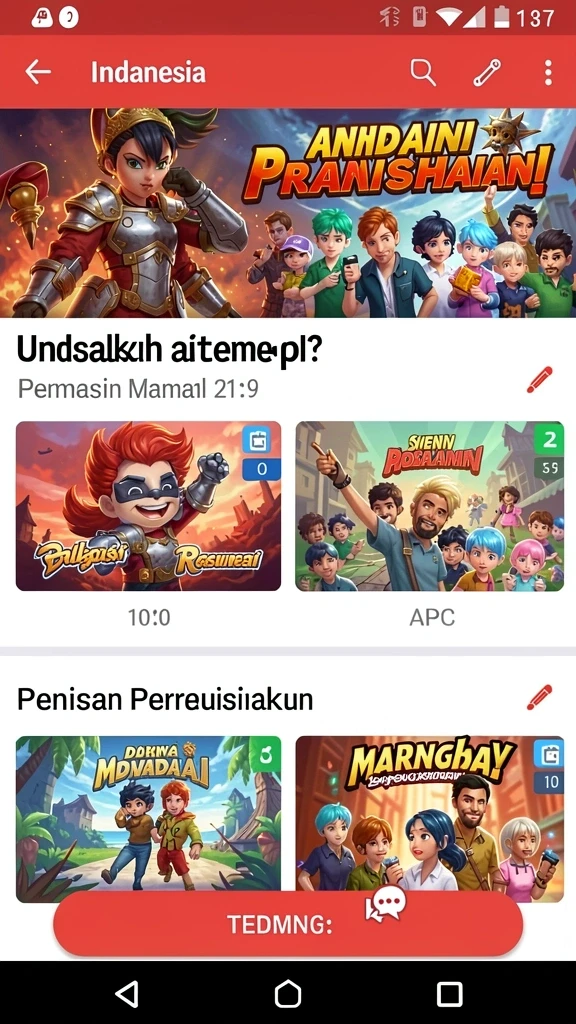 api36 - Tampilan awal yang menarik perhatian dan penuh warna.